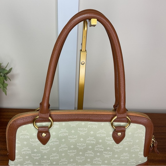 MCM Vintage Leather Trim and Mint Green Satchel - Picture 3 of 15